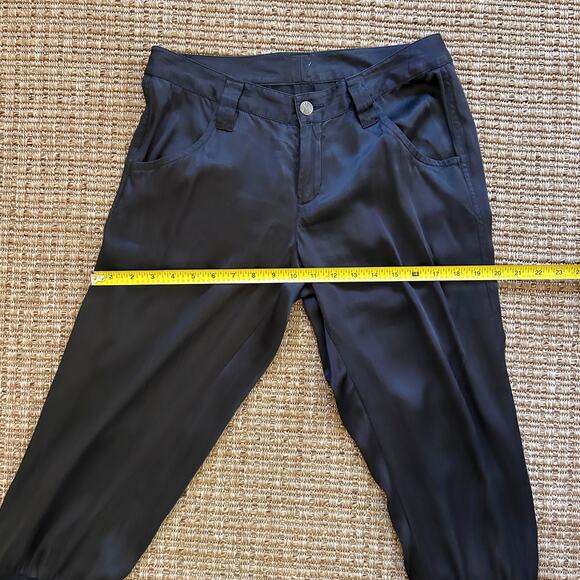 Joie Y2K Silk Jogger Pants | Low Rise Cropped Trousers | Black Cuff Hem XS/S - Picture 6 of 6